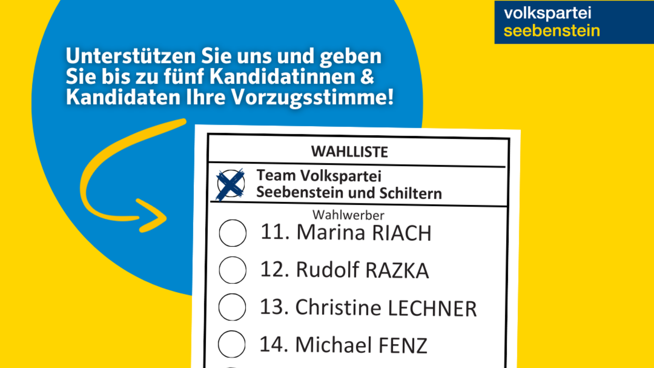 Liste VP Seebenstein & Schiltern, Kandidaten Plätze 11 - 20
