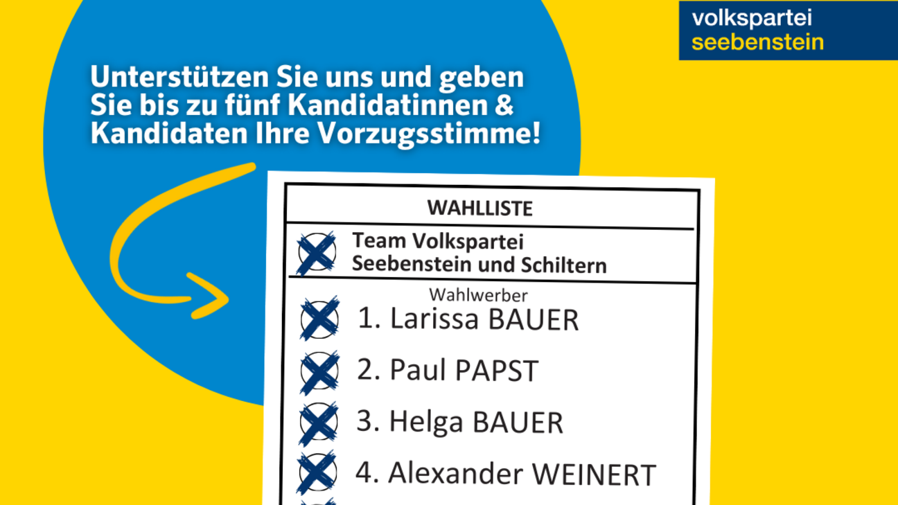 Liste VP Seebenstein & Schiltern, Kandidaten Plätze 1 - 10